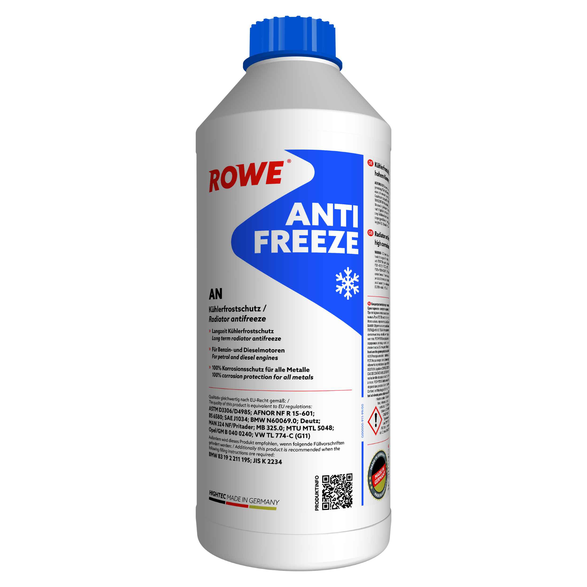 Антифриз (СИНИЙ) *ROWE* Antifreeze AN G11 ( G11 ) concentrat -80  1,5L  | 21010-0015-99