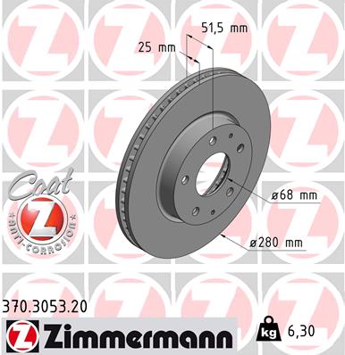 Тормозной Диск Пер * Zimmerman * Mazda 3 / CX-3  Ø297mm |---> ABS - 18438  // TRW - DF6661S
