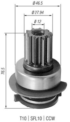Бендикс стартера L = 76.5 mm
